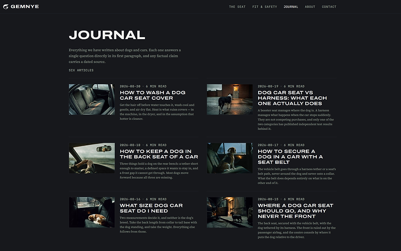The Gemnye Journal page: six articles, each with a dated photograph, a headline and a one-paragraph answer